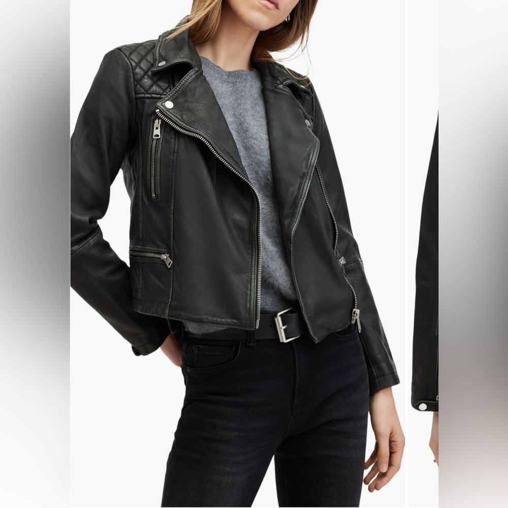 All Saints Quilted Leather Jacket